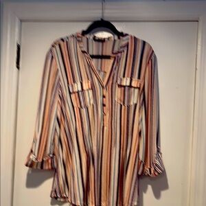 Ava & Grace Orange Brown 3/4 Sleeve Boxy Blouse